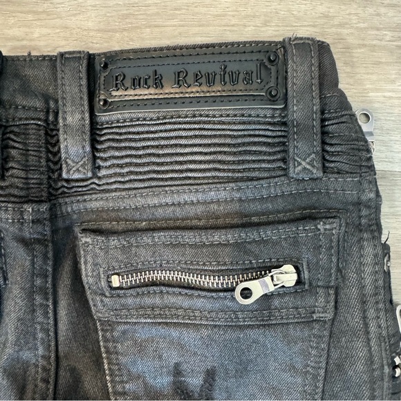 Rock Revival Gray Camille Skinny Moto Jeans NWT Size 24 Waist​ - Picture 7 of 12
